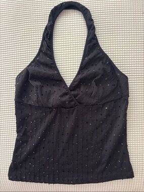 Forever 21 Black Halter Sequin Cami Top size medium